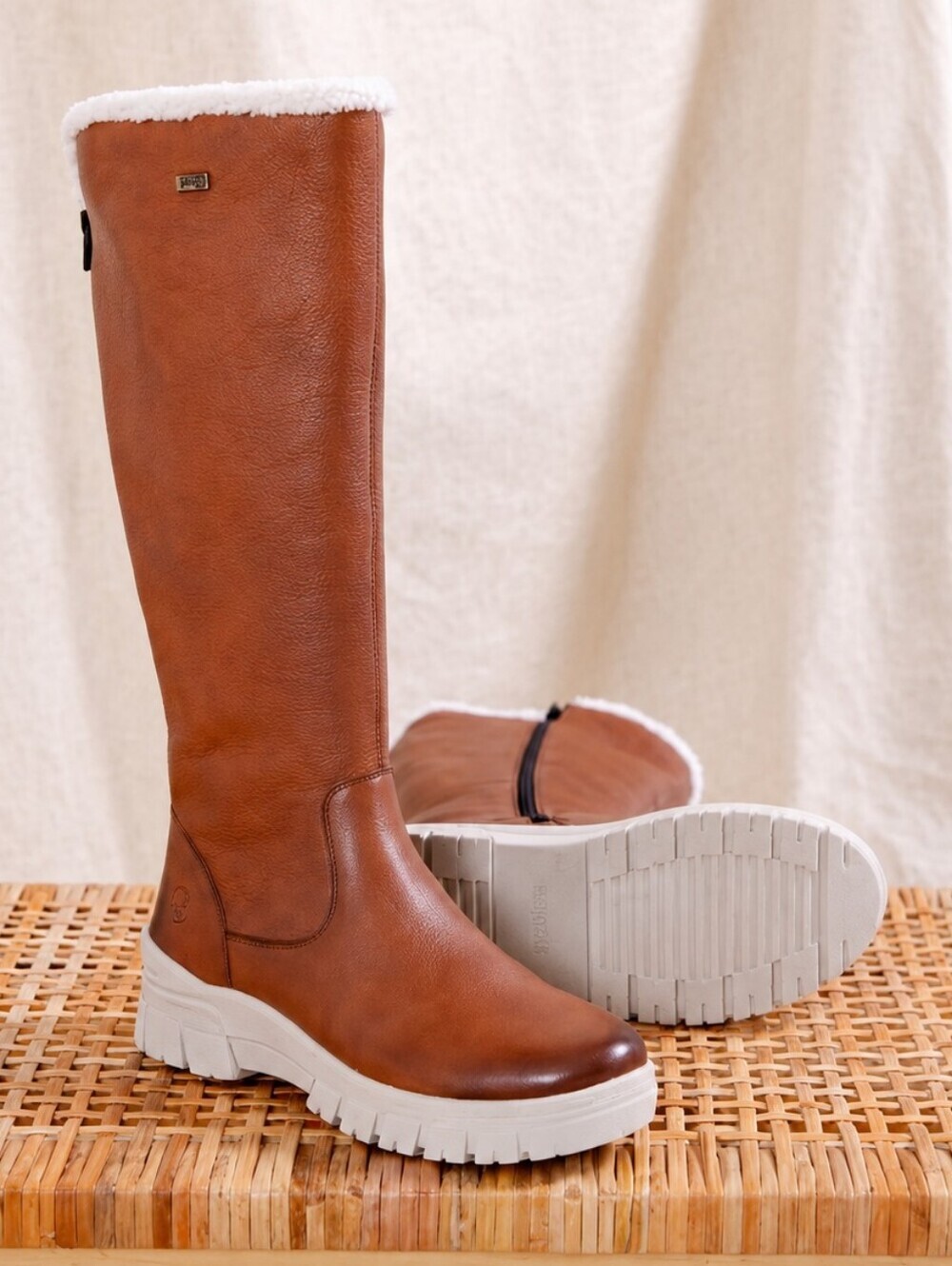 Remonte by Rieker | Cognac Waterproof Faux Fur-Lined Knee-High Boots, Size 38